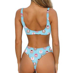 Cartoon Sheep Pattern Print Front Bow Tie Bikini