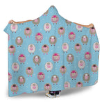 Cartoon Sheep Pattern Print Hooded Blanket