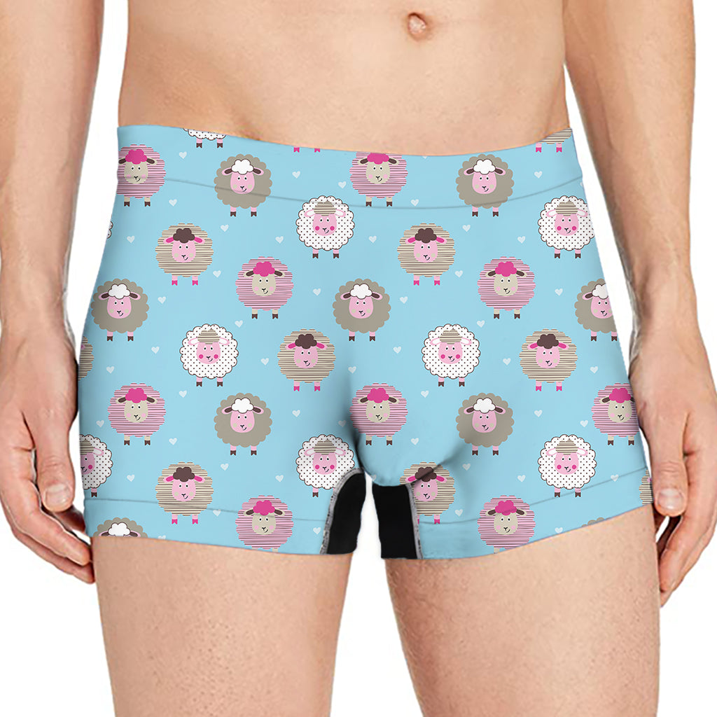 Cartoon Sheep Pattern Print Men's Boxer Briefs