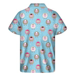 Cartoon Sheep Pattern Print Men's Short Sleeve Shirt