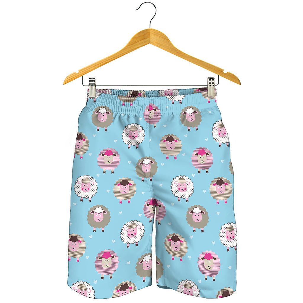 Cartoon Sheep Pattern Print Men's Shorts