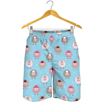 Cartoon Sheep Pattern Print Men's Shorts