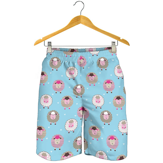 Cartoon Sheep Pattern Print Men's Shorts