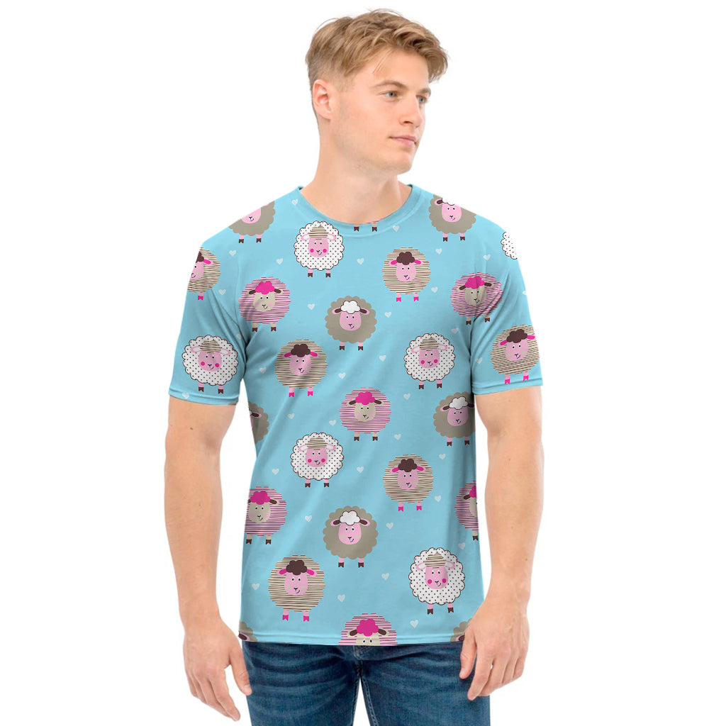 Cartoon Sheep Pattern Print Men's T-Shirt