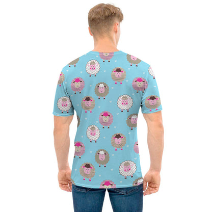 Cartoon Sheep Pattern Print Men's T-Shirt