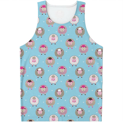 Cartoon Sheep Pattern Print Men's Tank Top
