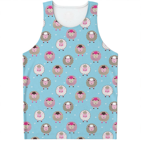 Cartoon Sheep Pattern Print Men's Tank Top