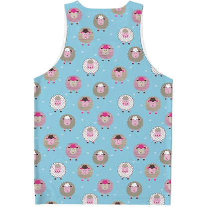 Cartoon Sheep Pattern Print Men's Tank Top