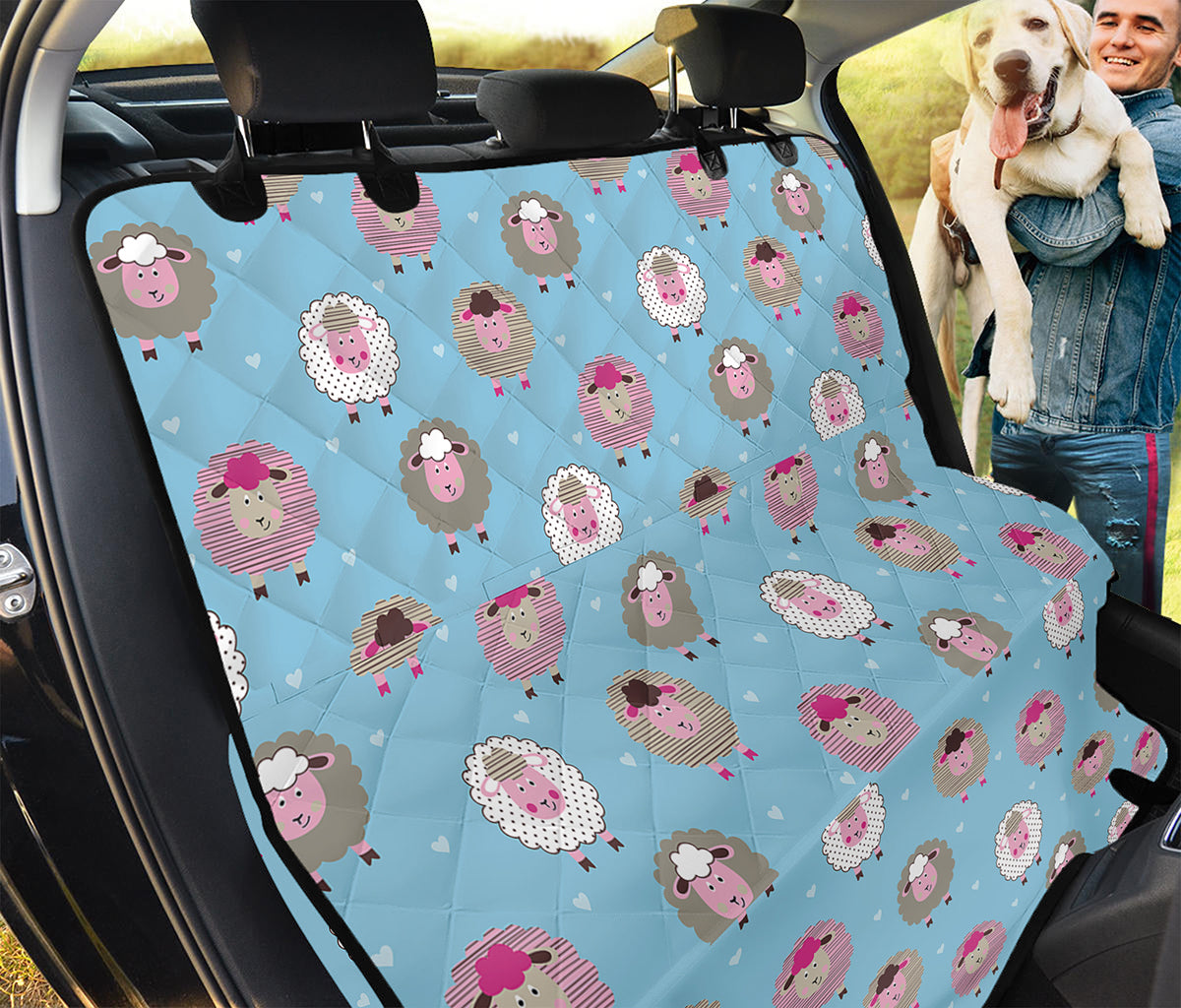 Cartoon Sheep Pattern Print Pet Car Back Seat Cover