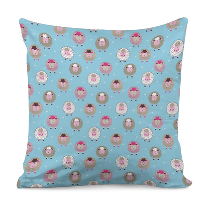 Cartoon Sheep Pattern Print Pillow Cover