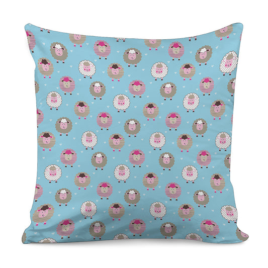 Cartoon Sheep Pattern Print Pillow Cover