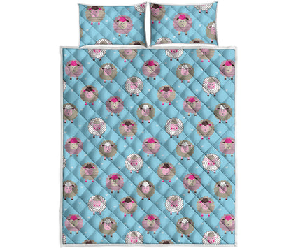 Cartoon Sheep Pattern Print Quilt Bed Set
