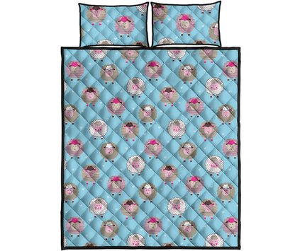 Cartoon Sheep Pattern Print Quilt Bed Set