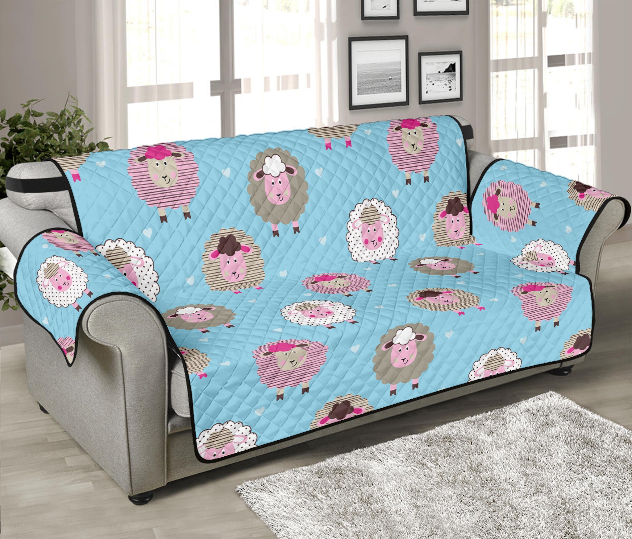 Cartoon Sheep Pattern Print Sofa Protector