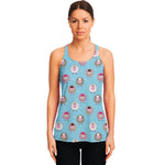 Cartoon Sheep Pattern Print Women's Racerback Tank Top