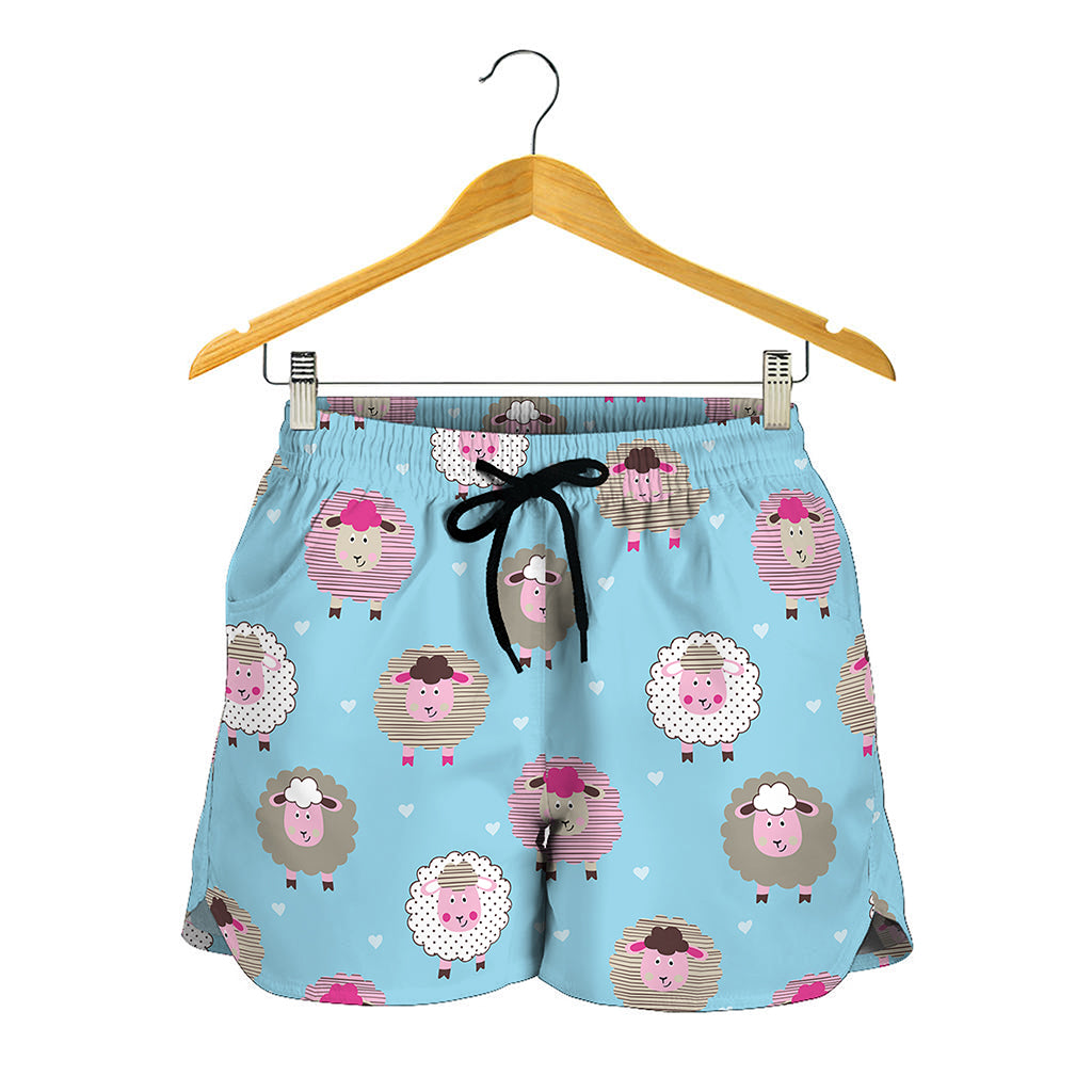 Cartoon Sheep Pattern Print Women's Shorts