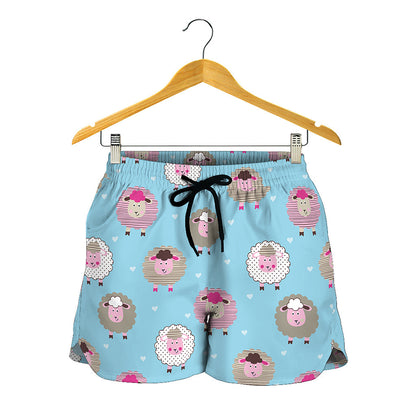 Cartoon Sheep Pattern Print Women's Shorts