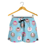 Cartoon Sheep Pattern Print Women's Shorts