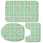 Cartoon Shih Tzu Pattern Print 3 Piece Bath Mat Set