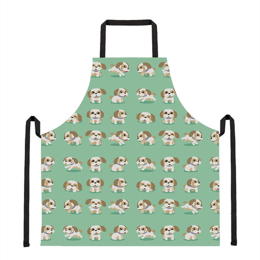 Cartoon Shih Tzu Pattern Print Apron