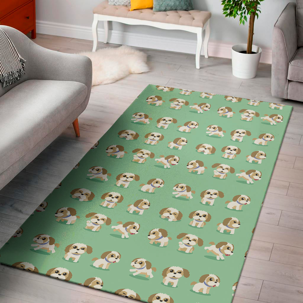 Cartoon Shih Tzu Pattern Print Area Rug