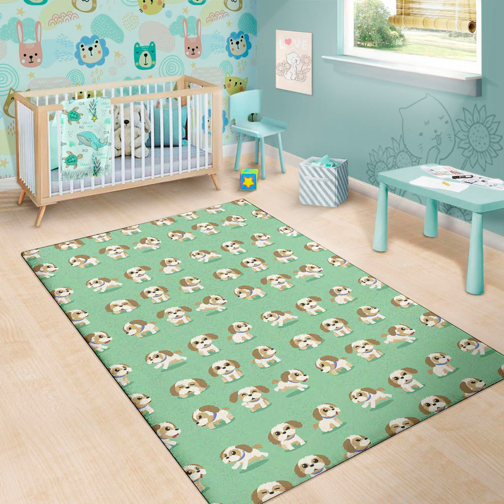 Cartoon Shih Tzu Pattern Print Area Rug