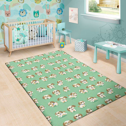 Cartoon Shih Tzu Pattern Print Area Rug