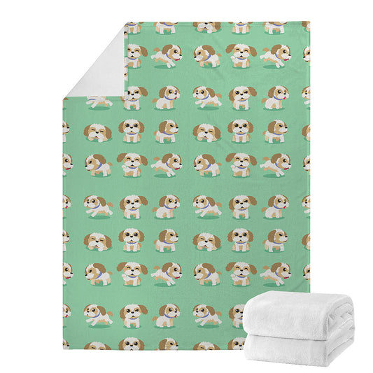 Cartoon Shih Tzu Pattern Print Blanket