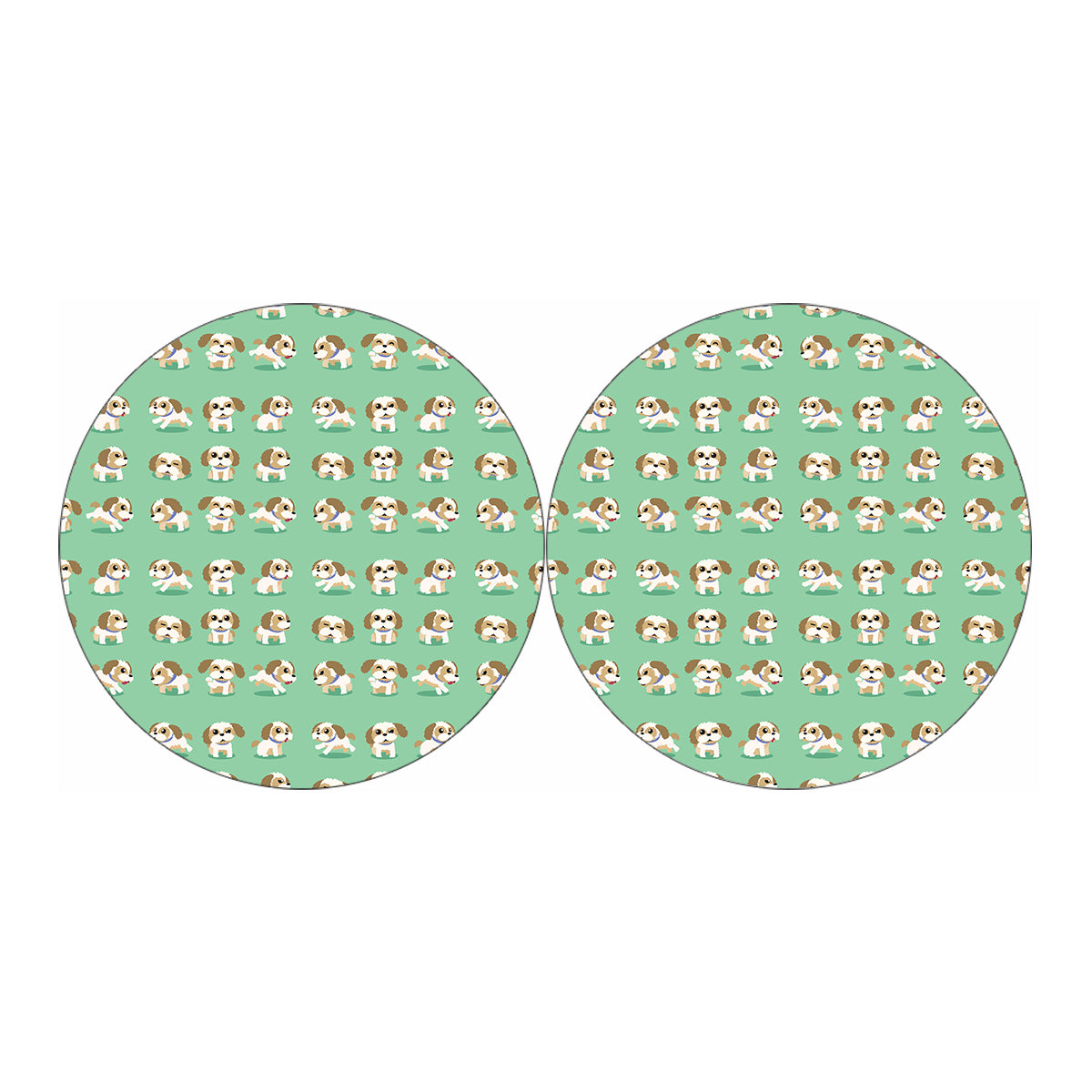 Cartoon Shih Tzu Pattern Print Car Coasters