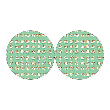 Cartoon Shih Tzu Pattern Print Car Coasters