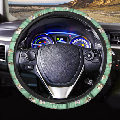 Cartoon Shih Tzu Pattern Print Car Steering Wheel Cover