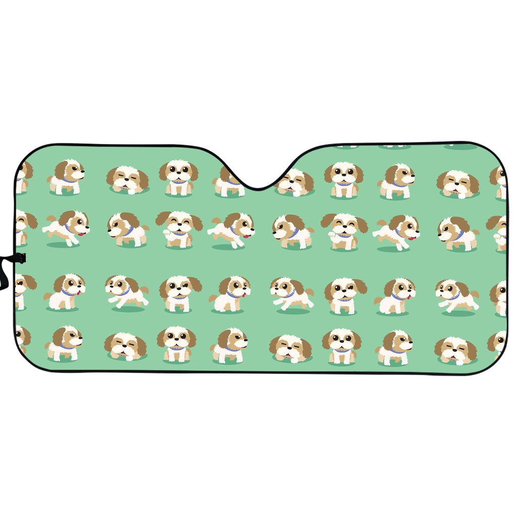 Cartoon Shih Tzu Pattern Print Car Sun Shade