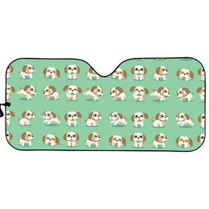 Cartoon Shih Tzu Pattern Print Car Sun Shade