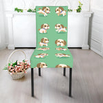 Cartoon Shih Tzu Pattern Print Dining Chair Slipcover