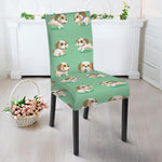 Cartoon Shih Tzu Pattern Print Dining Chair Slipcover