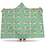 Cartoon Shih Tzu Pattern Print Hooded Blanket