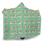 Cartoon Shih Tzu Pattern Print Hooded Blanket