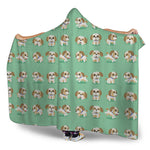 Cartoon Shih Tzu Pattern Print Hooded Blanket