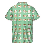 Cartoon Shih Tzu Pattern Print Men's Short Sleeve Shirt