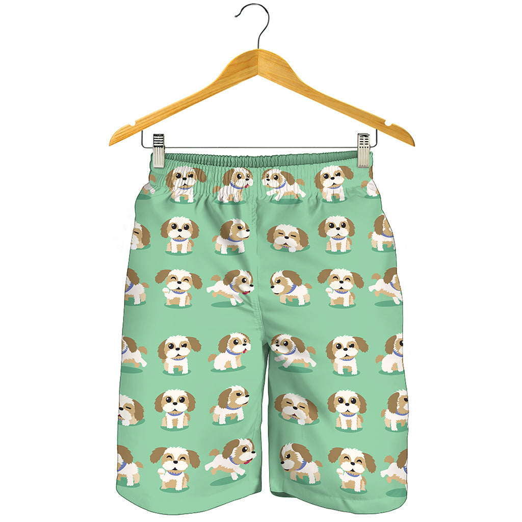 Cartoon Shih Tzu Pattern Print Men's Shorts