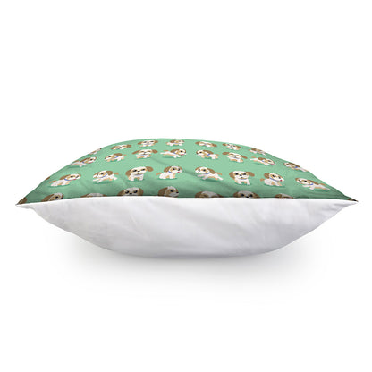 Cartoon Shih Tzu Pattern Print Pillow Cover
