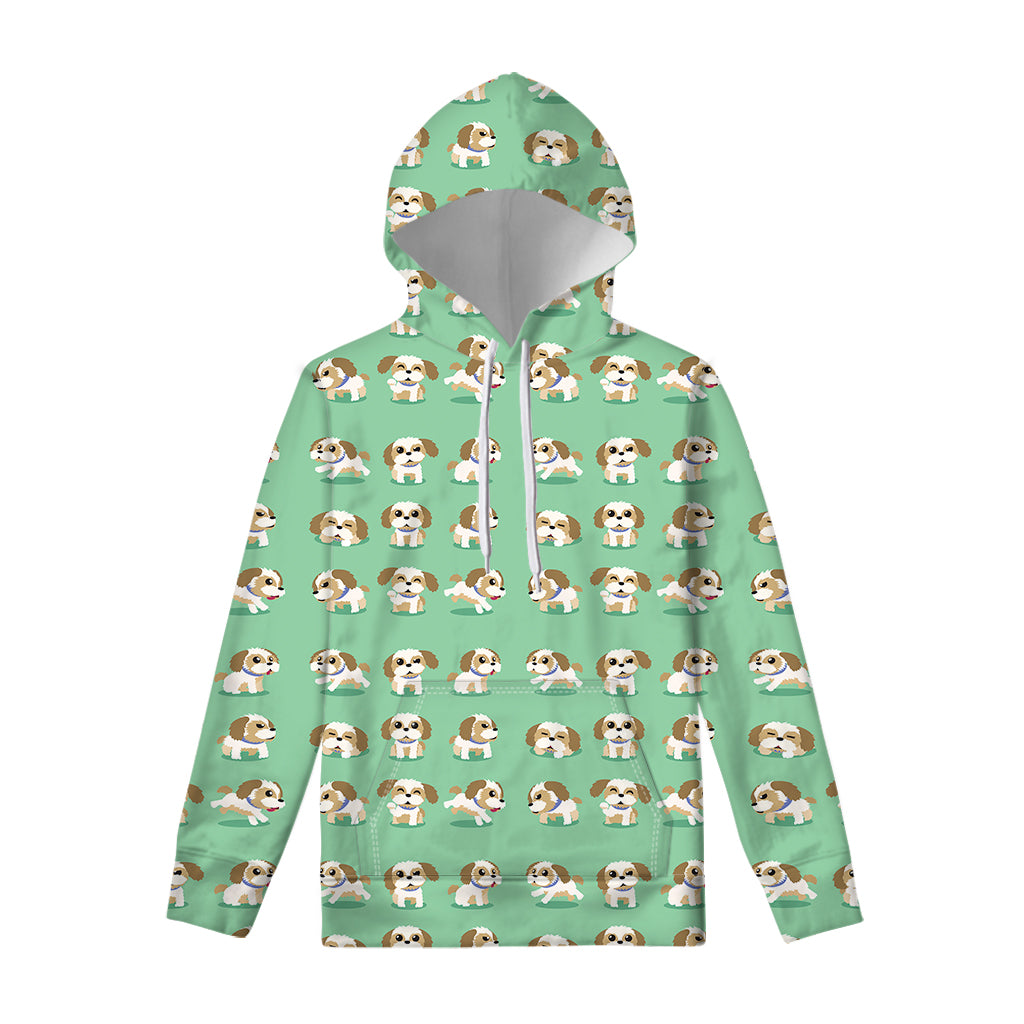 Cartoon Shih Tzu Pattern Print Pullover Hoodie