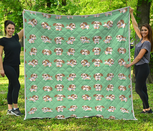 Cartoon Shih Tzu Pattern Print Quilt