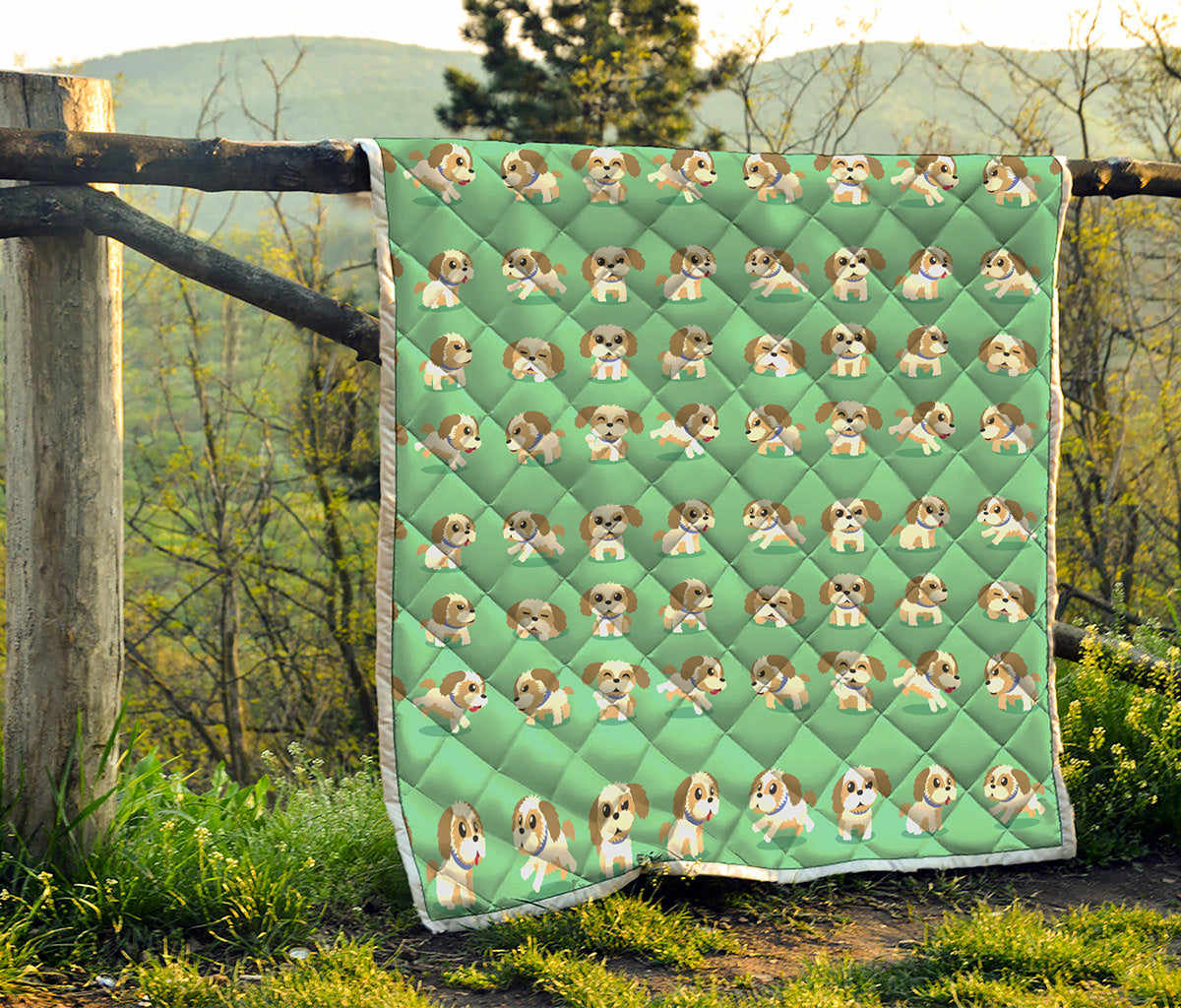 Cartoon Shih Tzu Pattern Print Quilt