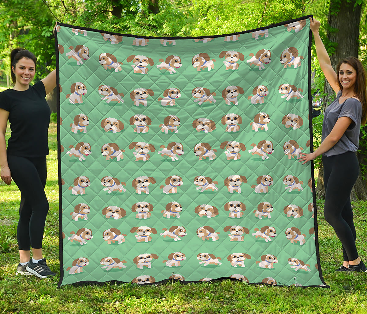 Cartoon Shih Tzu Pattern Print Quilt