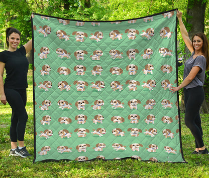 Cartoon Shih Tzu Pattern Print Quilt