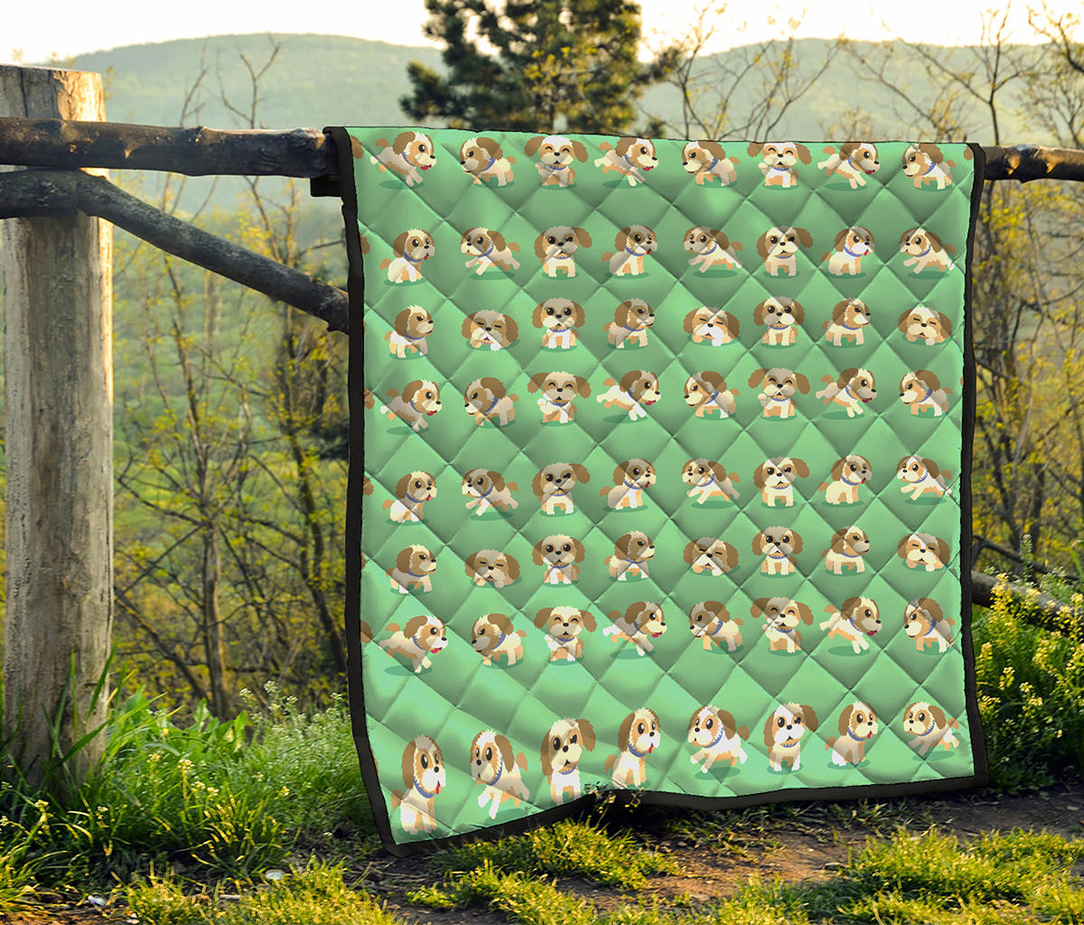 Cartoon Shih Tzu Pattern Print Quilt
