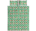 Cartoon Shih Tzu Pattern Print Quilt Bed Set
