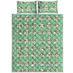 Cartoon Shih Tzu Pattern Print Quilt Bed Set