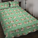 Cartoon Shih Tzu Pattern Print Quilt Bed Set